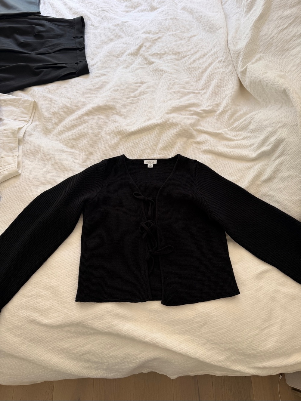 Women's Black Tie-Front Knit Cardigan